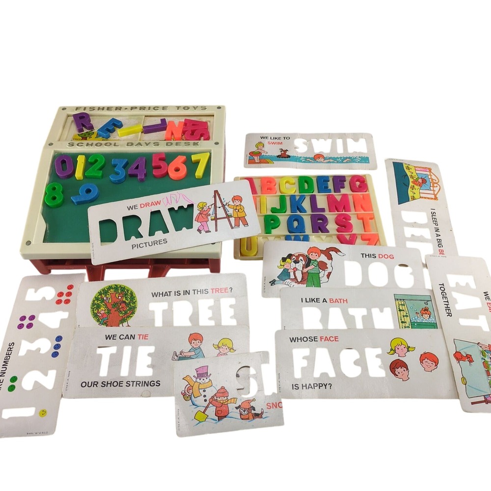 Vintage 1972 Fisher Price #176 School Days Desk Letters Numbers Learning Cards